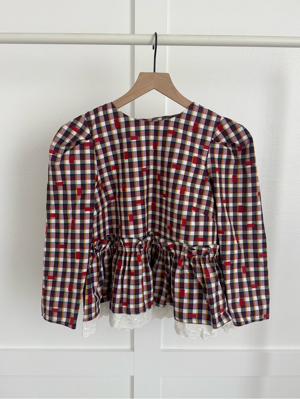 Hunter Bell Peplum Checkered Top